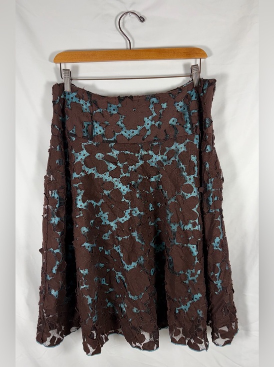 Sofada Dresses & Skirts - VINTAGE Floral Overlay Circle Skirt in Brown and Teal